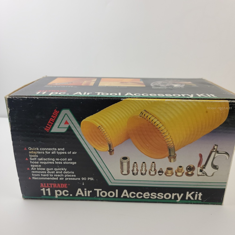 Alltrade 11 pc Air Tool Accessory Kit 667-A-11 with 25ft Re-coil Hoses